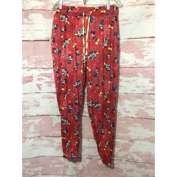 Disney Minnie Mouse Lounge Pants Red Multi Size XL (16/18) Side Pockets! - Picture 12 of 15